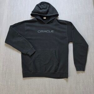 Oracle Hoodie Men Size M Black Tech Logo Pullover Sweatshirt